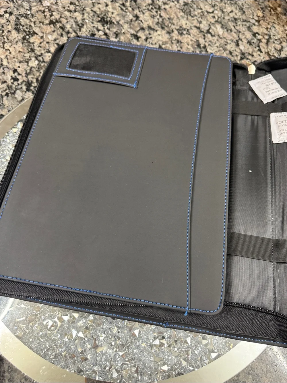 Pilot writing Black Portfolio Folder with Blue Stitching NWT